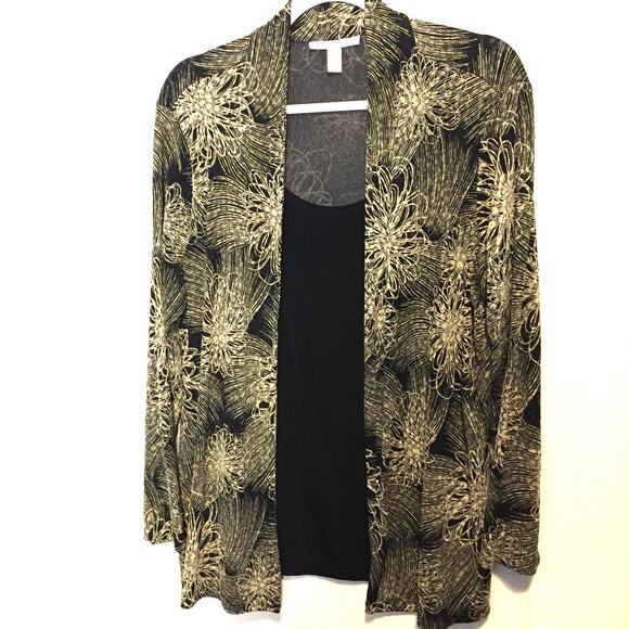 JM Collection Formal Tank Top and Jacket One Piece Evening Glitter Sparkle 1X - Picture 1 of 5